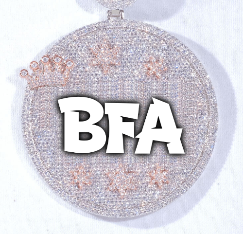 CUSTOM LETTER NECKLACE 3D BIG CROWN DISC