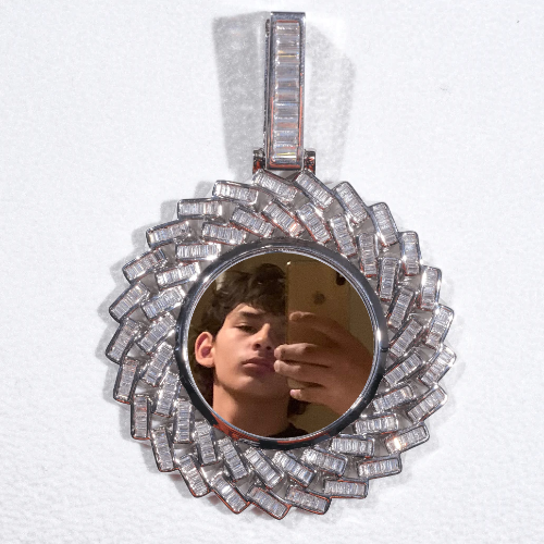 Large 3D Baguette Custom Picture Pendant
