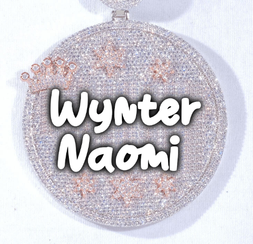 CUSTOM LETTER NECKLACE 3D BIG CROWN DISC