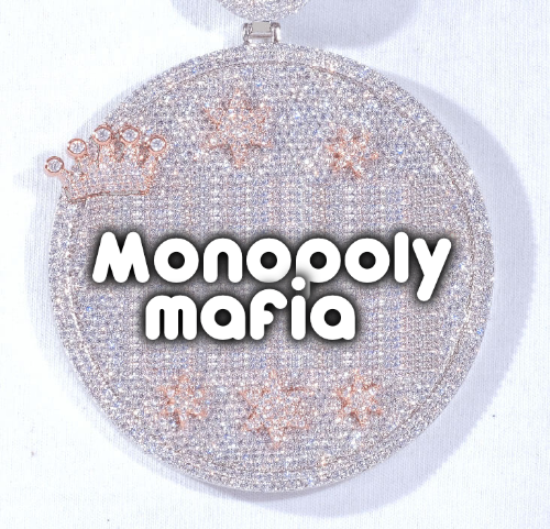 CUSTOM LETTER NECKLACE 3D BIG CROWN DISC