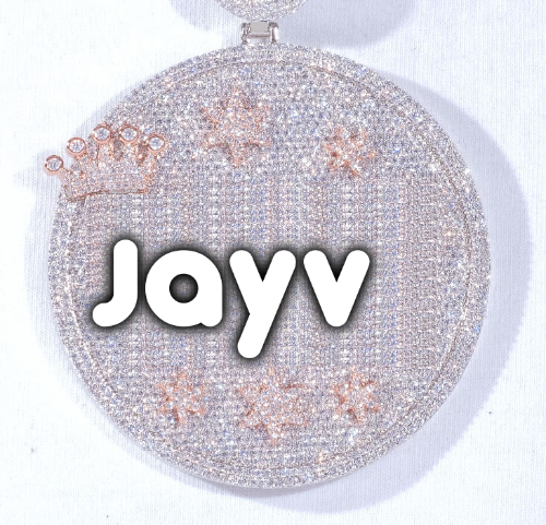 CUSTOM LETTER NECKLACE 3D BIG CROWN DISC