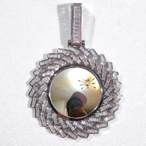 Large 3D Baguette Custom Picture Pendant