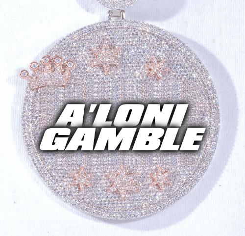 CUSTOM LETTER NECKLACE 3D BIG CROWN DISC