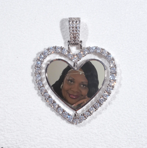 3D Spinning 2-Faced Heart Custom Picture Pendant