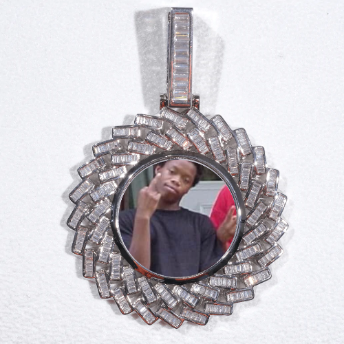 Large 3D Baguette Custom Picture Pendant