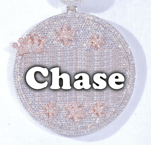 CUSTOM LETTER NECKLACE 3D BIG CROWN DISC