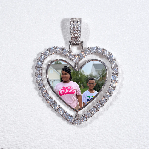 3D Spinning 2-Faced Heart Custom Picture Pendant