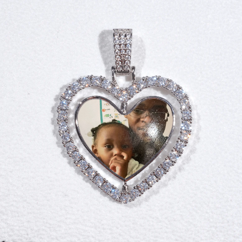 3D Spinning 2-Faced Heart Custom Picture Pendant