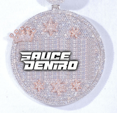 CUSTOM LETTER NECKLACE 3D BIG CROWN DISC