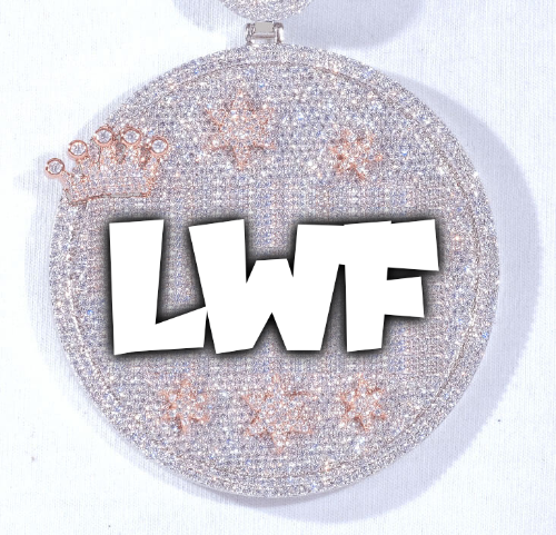 CUSTOM LETTER NECKLACE 3D BIG CROWN DISC