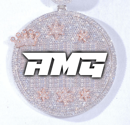 CUSTOM LETTER NECKLACE 3D BIG CROWN DISC
