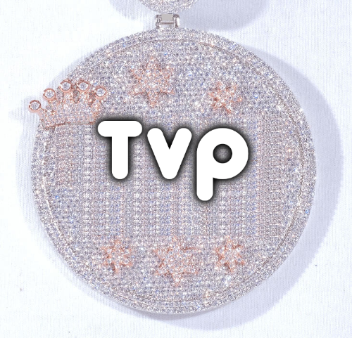 CUSTOM LETTER NECKLACE 3D BIG CROWN DISC