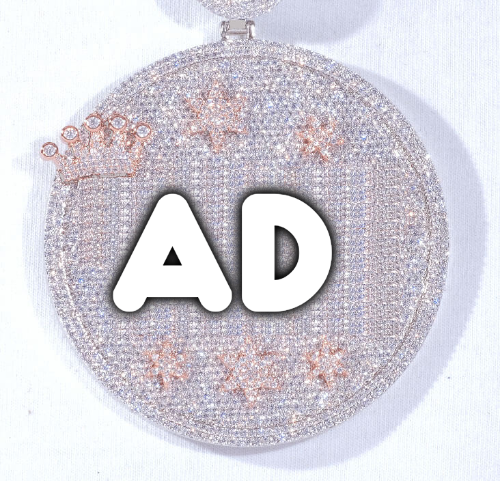 CUSTOM LETTER NECKLACE 3D BIG CROWN DISC