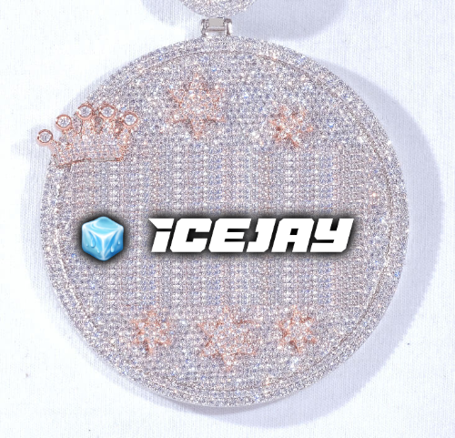 CUSTOM LETTER NECKLACE 3D BIG CROWN DISC