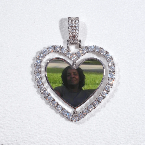 3D Spinning 2-Faced Heart Custom Picture Pendant