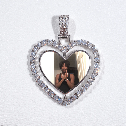 3D Spinning 2-Faced Heart Custom Picture Pendant