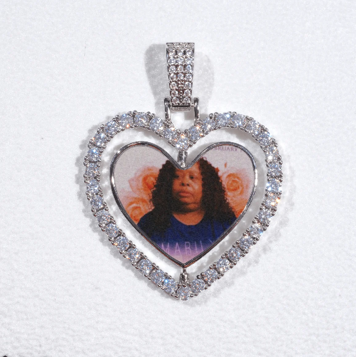 3D Spinning 2-Faced Heart Custom Picture Pendant