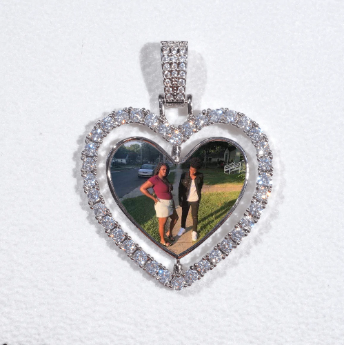 3D Spinning 2-Faced Heart Custom Picture Pendant