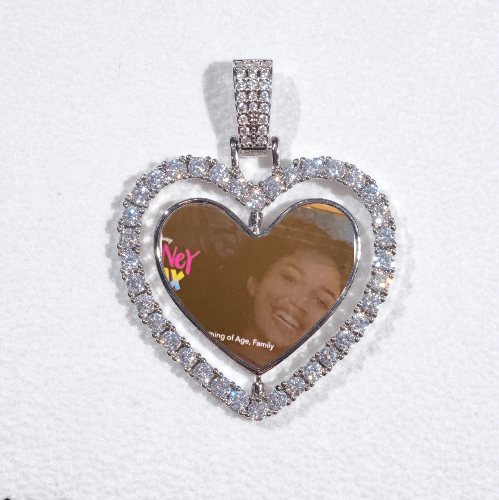 3D Spinning 2-Faced Heart Custom Picture Pendant