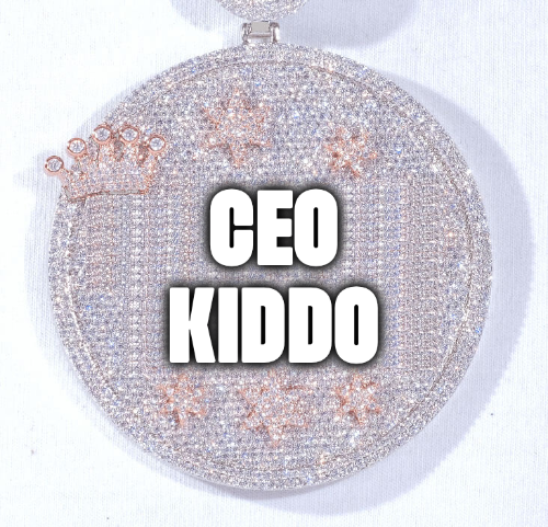 CUSTOM LETTER NECKLACE 3D BIG CROWN DISC