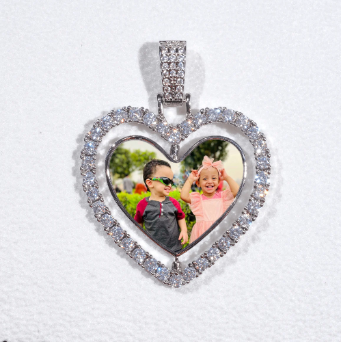 3D Spinning 2-Faced Heart Custom Picture Pendant