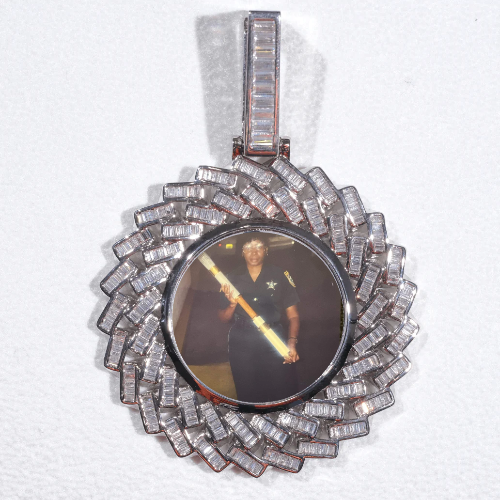 Large 3D Baguette Custom Picture Pendant