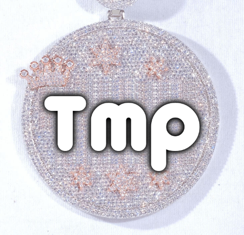 CUSTOM LETTER NECKLACE 3D BIG CROWN DISC