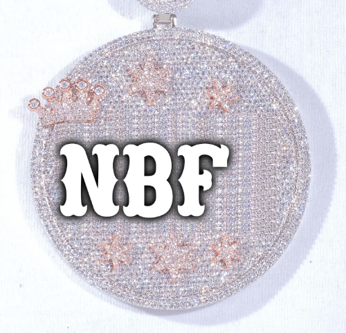 CUSTOM LETTER NECKLACE 3D BIG CROWN DISC