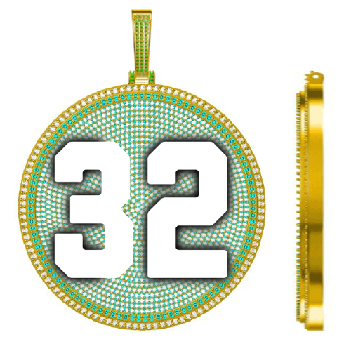 CUSTOM LETTER NECKLACE 3D BIG DISC