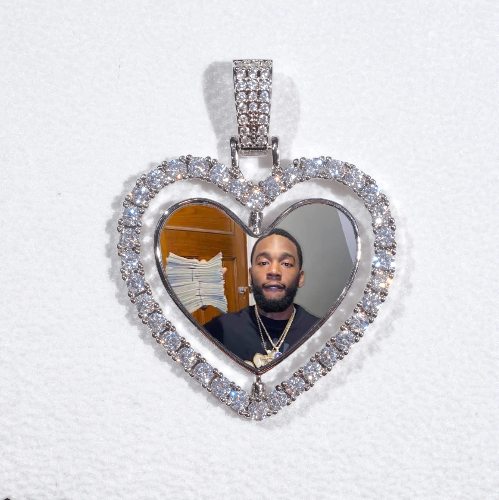 3D Spinning 2-Faced Heart Custom Picture Pendant