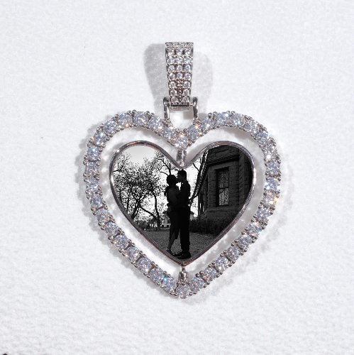 3D Spinning 2-Faced Heart Custom Picture Pendant