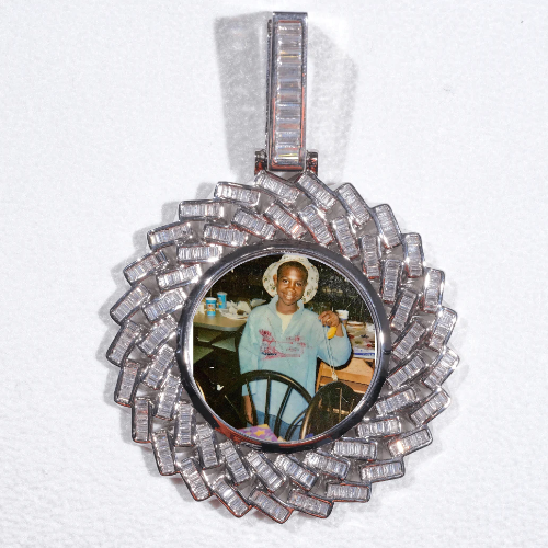 Large 3D Baguette Custom Picture Pendant