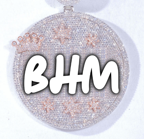 CUSTOM LETTER NECKLACE 3D BIG CROWN DISC