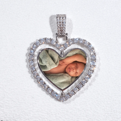 3D Spinning 2-Faced Heart Custom Picture Pendant