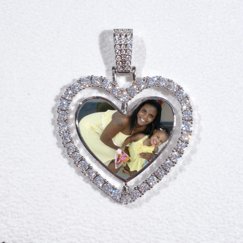 3D Spinning 2-Faced Heart Custom Picture Pendant