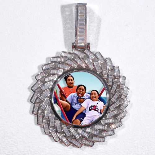 Large 3D Baguette Custom Picture Pendant