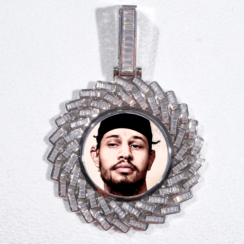 Large 3D Baguette Custom Picture Pendant
