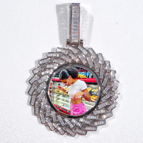 Large 3D Baguette Custom Picture Pendant