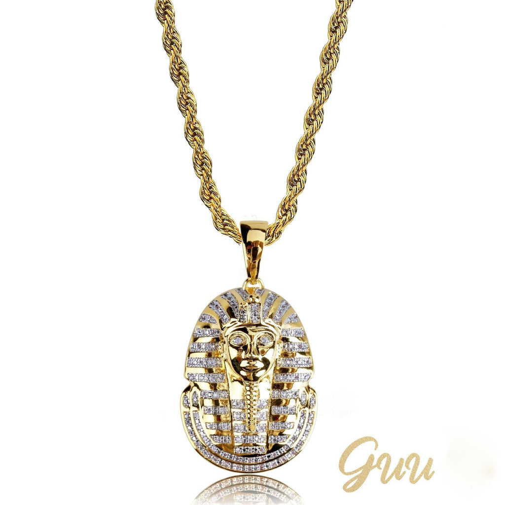 25mm Egyptian Pharaoh Head  Hip Hop Cubic Zirconia Pendant # Rapper Chain - The GUU Shop