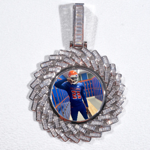 Large 3D Baguette Custom Picture Pendant