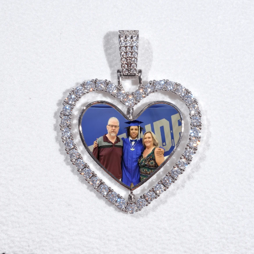 3D Spinning 2-Faced Heart Custom Picture Pendant
