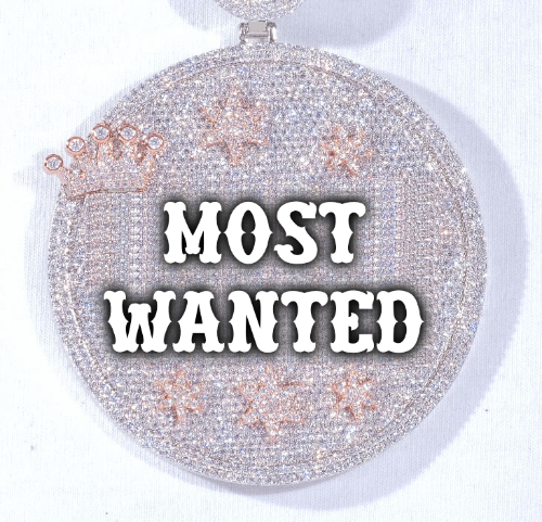 CUSTOM LETTER NECKLACE 3D BIG CROWN DISC