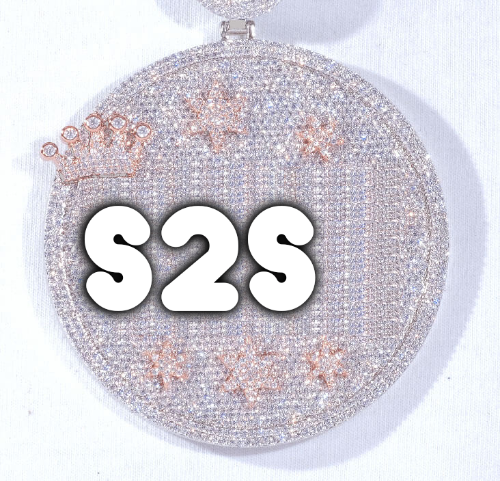 CUSTOM LETTER NECKLACE 3D BIG CROWN DISC