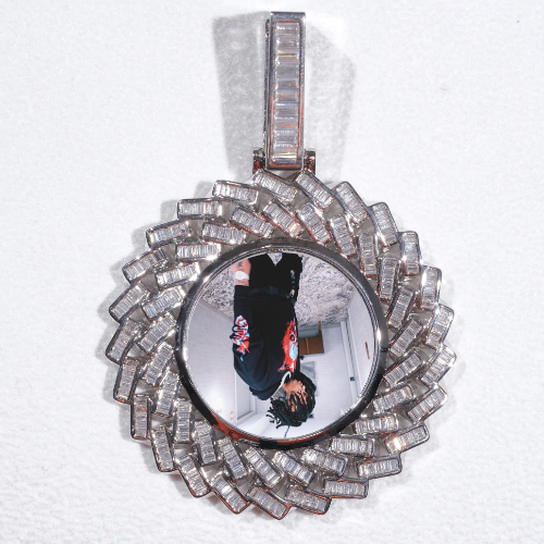 Large 3D Baguette Custom Picture Pendant
