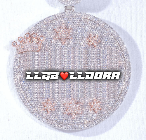 CUSTOM LETTER NECKLACE 3D BIG CROWN DISC