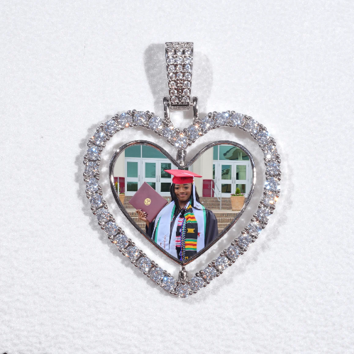 3D Spinning 2-Faced Heart Custom Picture Pendant
