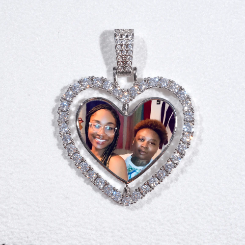 3D Spinning 2-Faced Heart Custom Picture Pendant