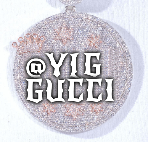 CUSTOM LETTER NECKLACE 3D BIG CROWN DISC