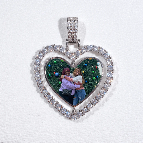 3D Spinning 2-Faced Heart Custom Picture Pendant