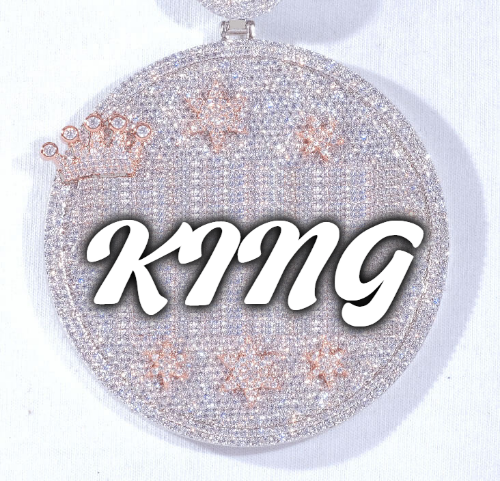 CUSTOM LETTER NECKLACE 3D BIG CROWN DISC